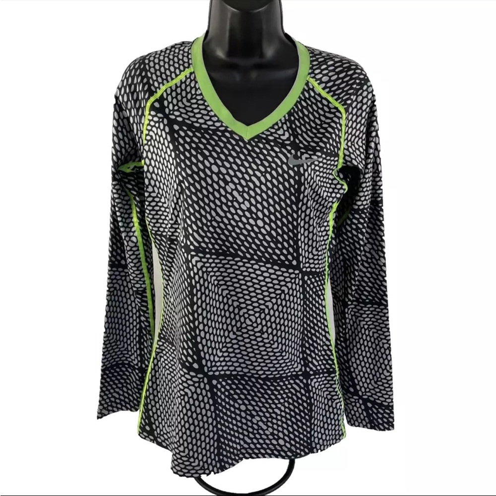 Women’s Nike Pro Dri-Fit Long Sleeve Fitted‎ Shirt Sz M Geometric